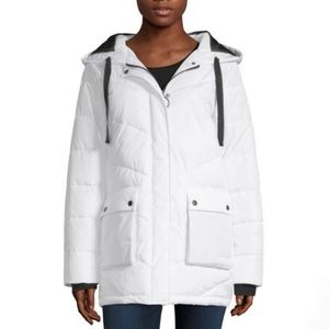 White Puffer Jacket with Hood Arizona Jean Co. Size XL